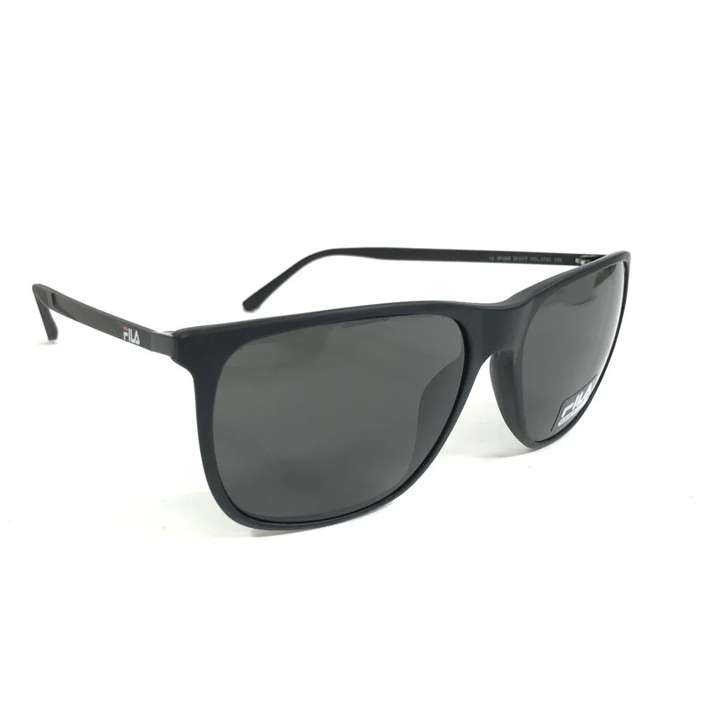Fila Sunglasses SFI299 COL.0703 Matte Black Square Frames with Dark Gray Lenses